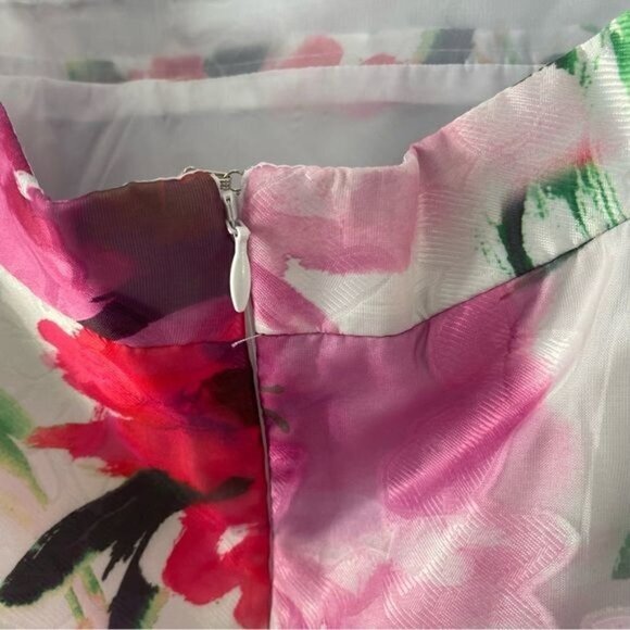 NWOT Xscape White Pink Floral Fit and Flare Mini Dress 12 - Picture 9 of 14
